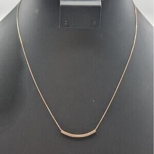 925 Sterling Vermeil Curved Bar Pendant Box Chain 16"-17.75" Necklace